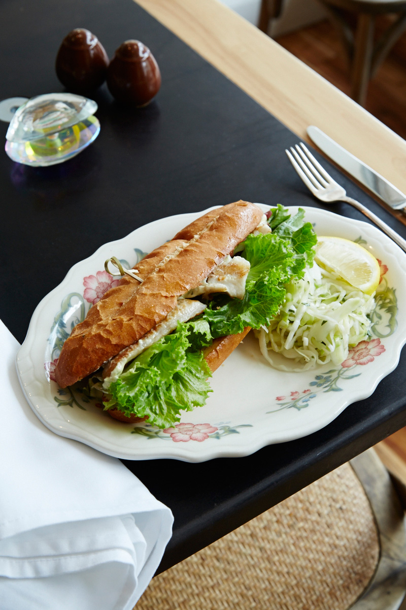 Sandwich at Honest Weight sustainable seafood